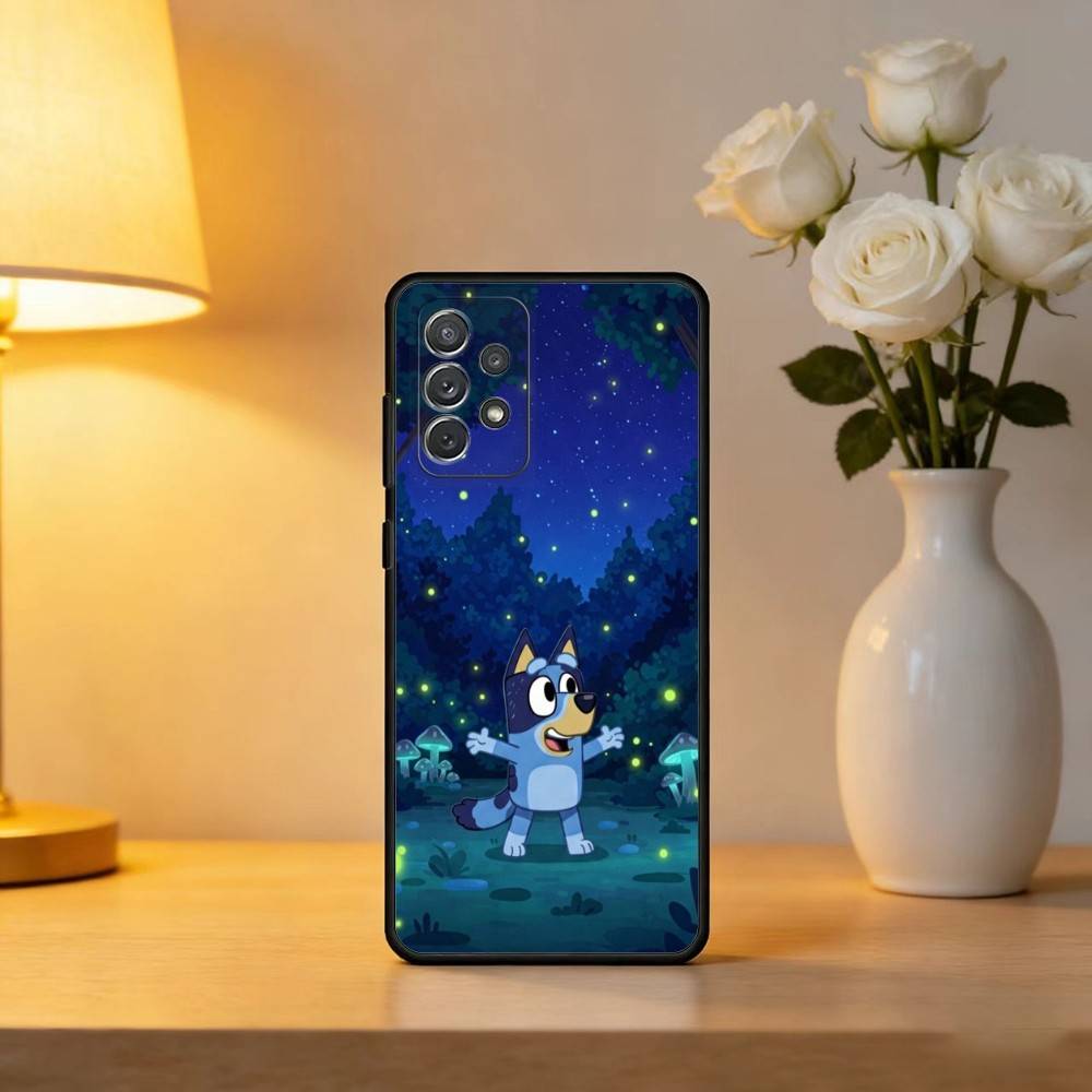 Cartoon B-Bingo DOG Phone Case For Samsung Galaxy A73,A72,A71,A70,A53,A52,A51,Soft Silicone Black Cover