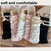 Women Fairycore Knitted Leg Warmers Calf Socks Japanese Sweet Bowknot Ruffled Lace Trim Leg Covers Boot Cuffs Stockings