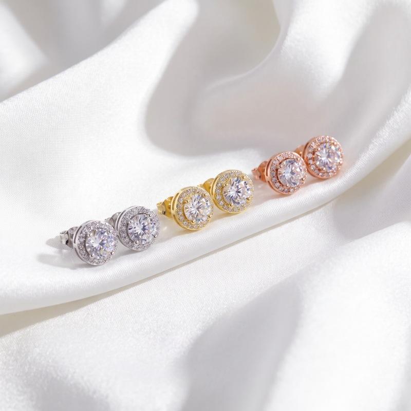 European and American Hot-selling Earrings, Classic Versatile Round Colored Zircon Stud Earrings, Women's Fashion Accessories