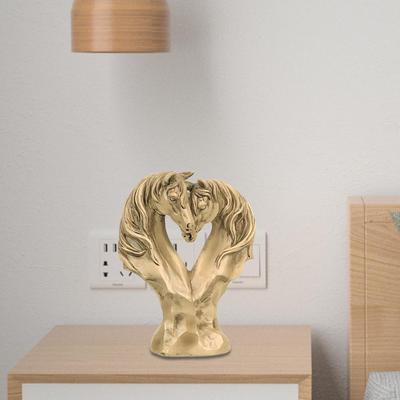 Loving Horses Figurine Display Decor Craft Handcraft Animal Head Bust Statue Figure for Home