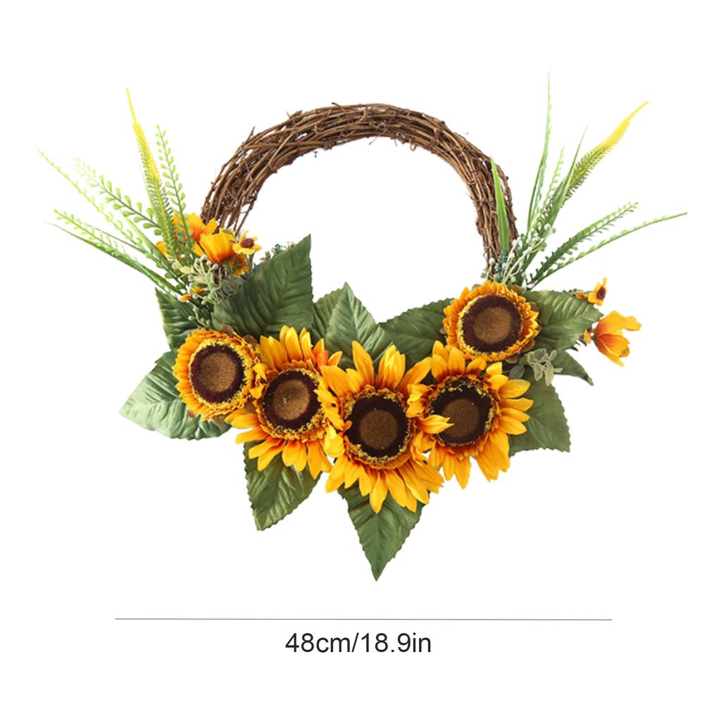 Sunflower Wreath Multifunctional Decorative Artificial Sunflower Summer Wreath for Home