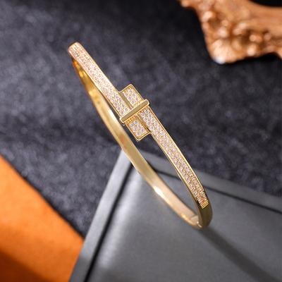 ZAKOL Marke Horizontaler Balken Design Mikropavé Zirkonia Armband Armreifen für Frauen Neue Mode Bankett Party Zirkon