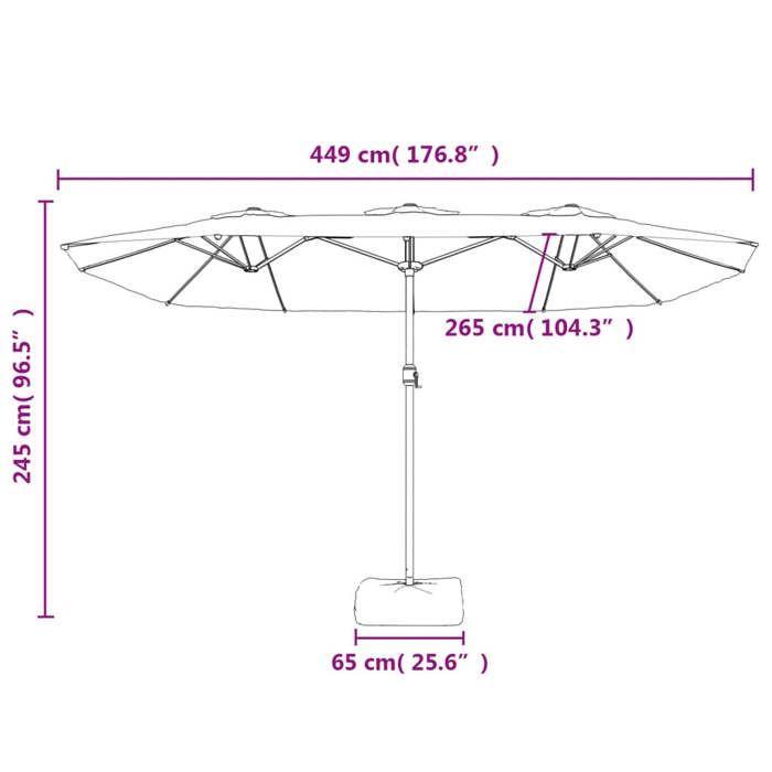 VidaXL Parasol de Jardin à Double Tête avec LED, Pare-soleil de Patio, Abri de Soleil, Parasol de Plage Terrasse Extérieur, 362959