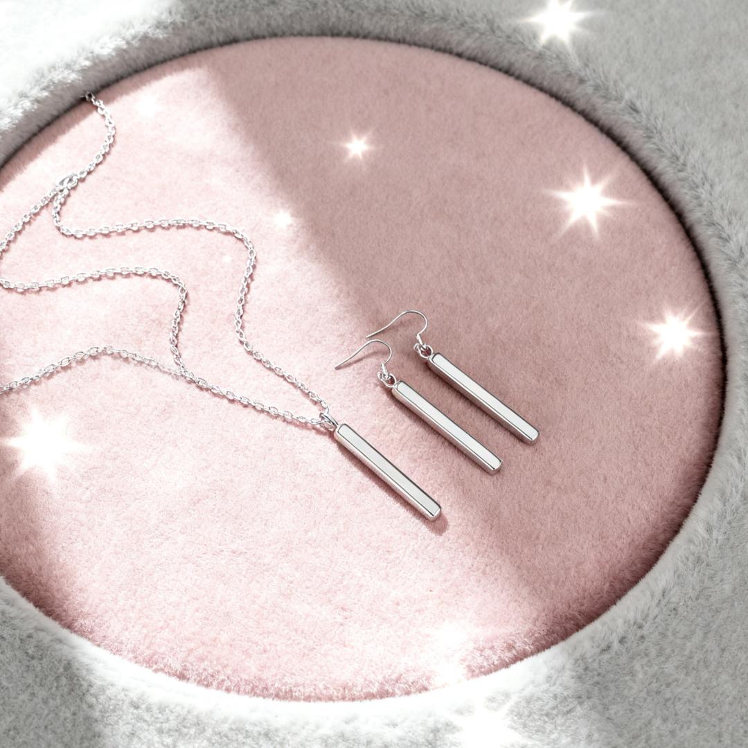 

y2k style Copper special cuboid pendant necklaces earrings for women fashion jewelry sets Couple Gifts wedding 60cm