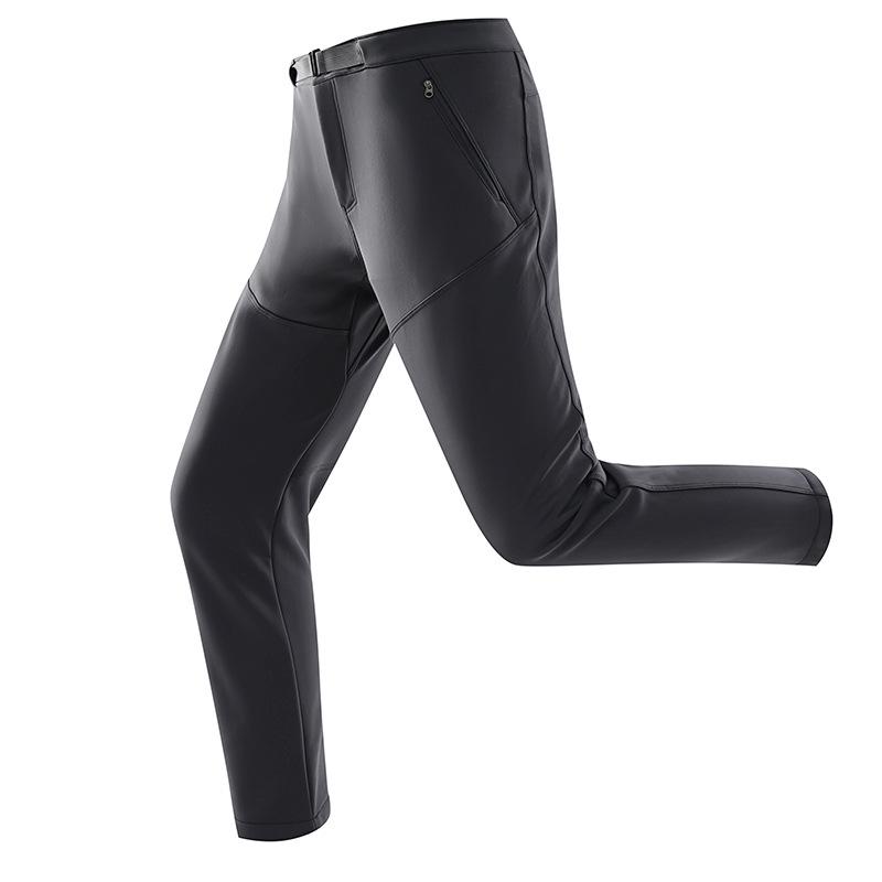 Men's Outdoor Windproof Splash-Proof Fleece-Lined Hiking Pants for Autumn and Winter