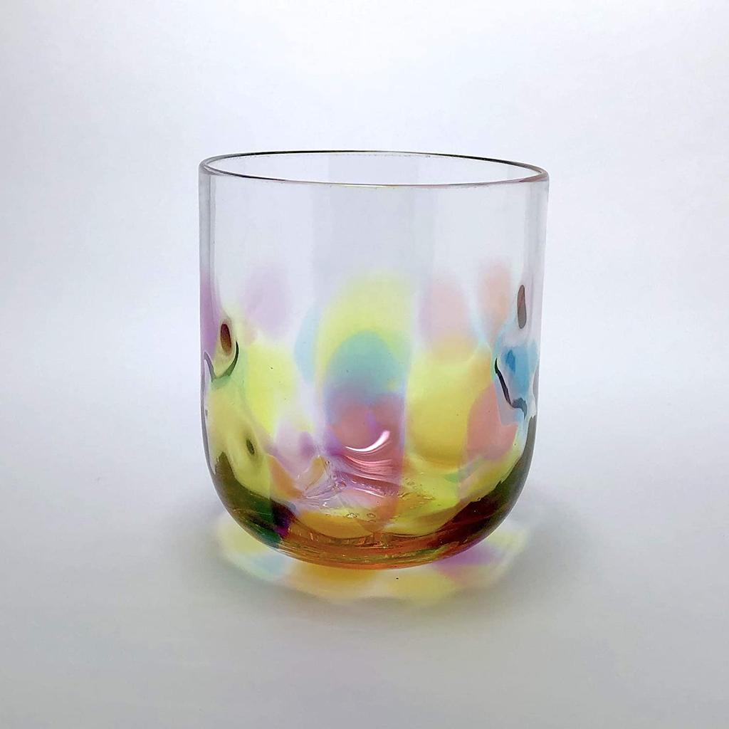 Hizen Bidoro Sake Rock Rainbow Old Fashioned Tumbler Made in Japan Gift Glass, Glass, [Traditional Craft/Blown Glass/Gift/350ml] (Celebration Present)