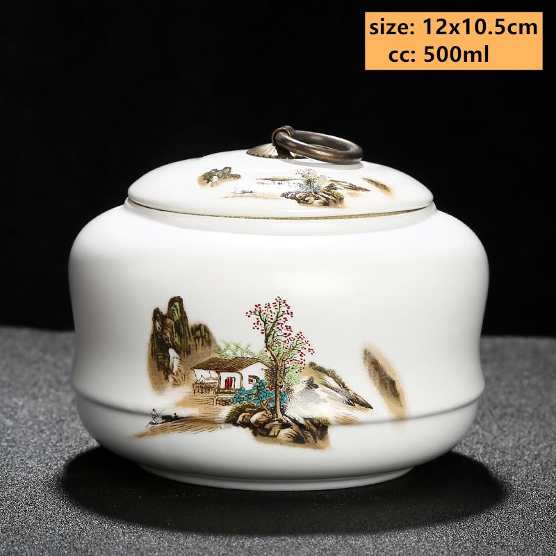 Exquisite Flower Patterns Ceramics Tea Caddy Portable Sealed Tea Leaf Containers Travel Tea Bag Storage Box Spice Organizer