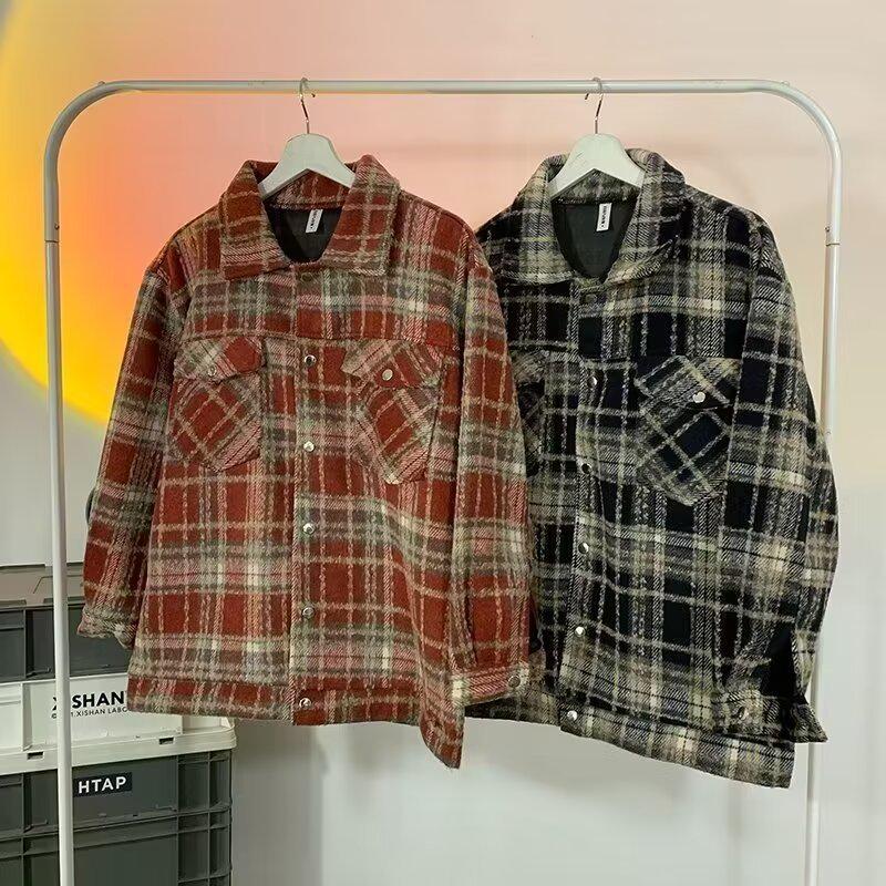 Xiaoxiang High Street Plaid Couple Shirt Jacket: Men's American Retro Long-Sleeve Trend for Spring & Autumn