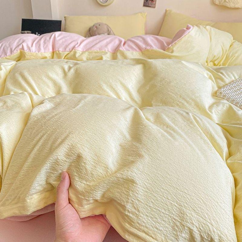 Cream Style Double-Layer Soft Yarn Duvet Cover Set for Double Beds - Ideal for Dorms and Homes