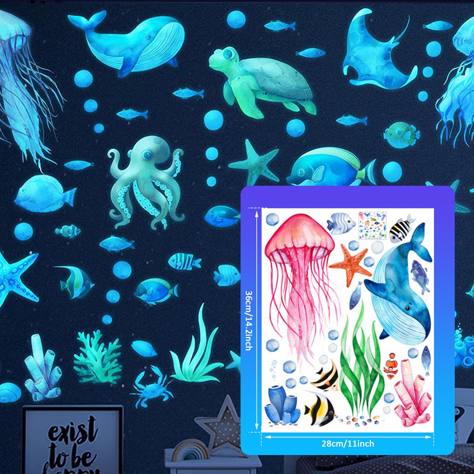 

Ocean Creatures Glow in The Dark Wall Stickers Home Decor Luminous Fluorescent Sea Animals Decals for Baby Kids Room Decorations