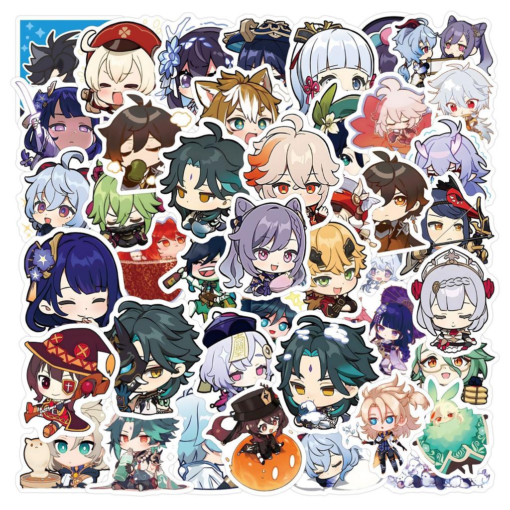 60 New Q Version Genshin Impact Graffiti Stickers, Suitcase Water Cup Mobile Phone Case Decoration DIY Stickers