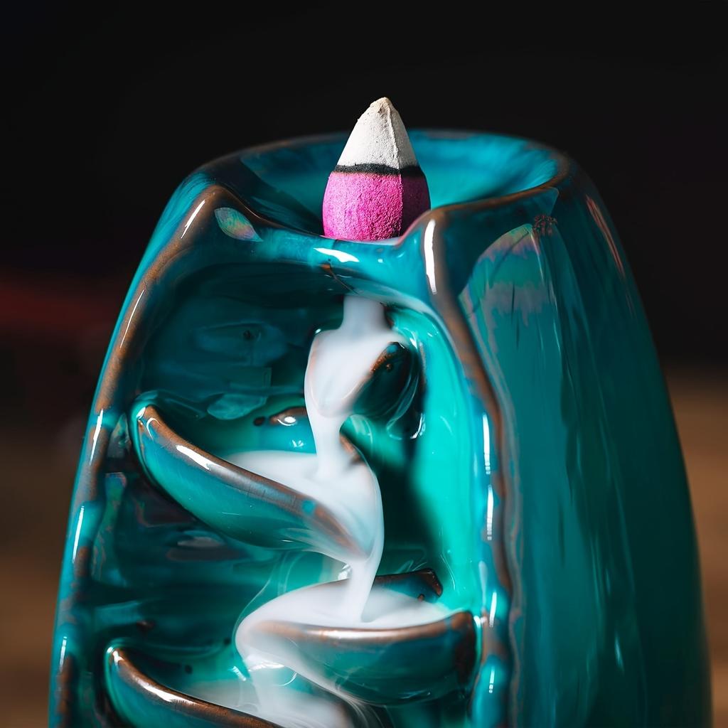 1pc Waterfall Ceramic Incense Holder for Aromatherapy and Home Decor