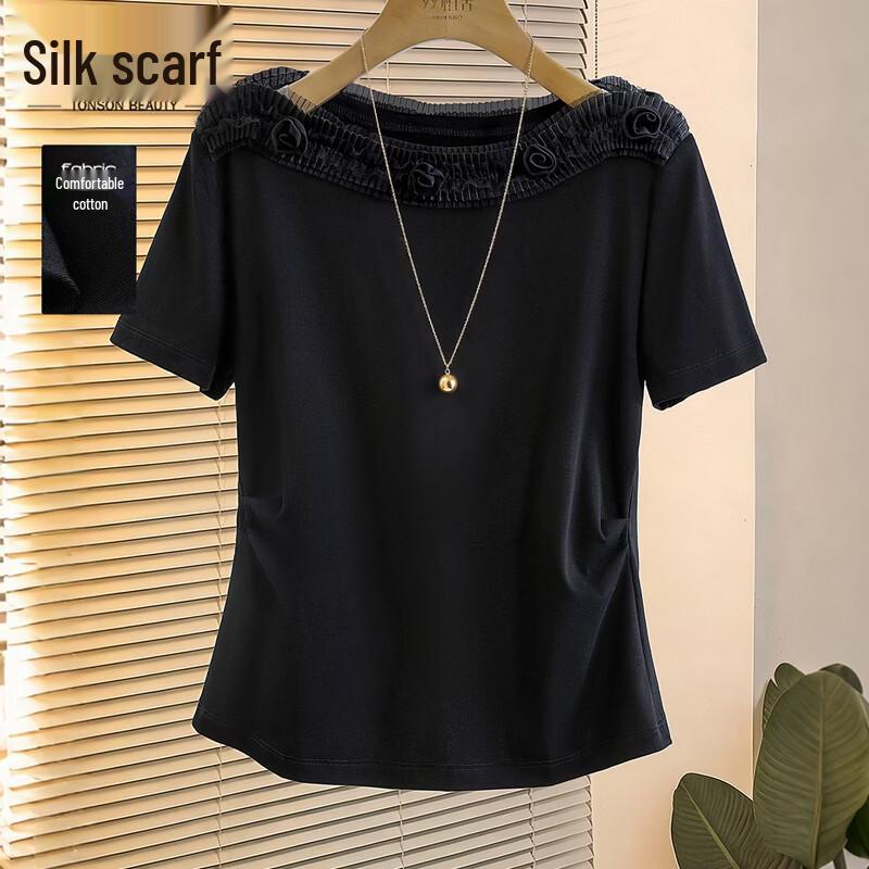 Sibaishe Women s Pure Color Slim Fit Short Sleeve T-Shirt L