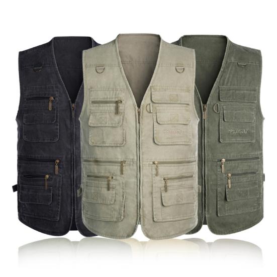 Waistcoat Plus Size Breathable Cotton Men Fishing Multi Pockets Vest Jacket for Shooting