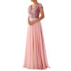 Spring/Summer Fashion V-neck Sequin Chiffon Patchwork Solid Color Short Sleeved Dress For Women,6 Colors