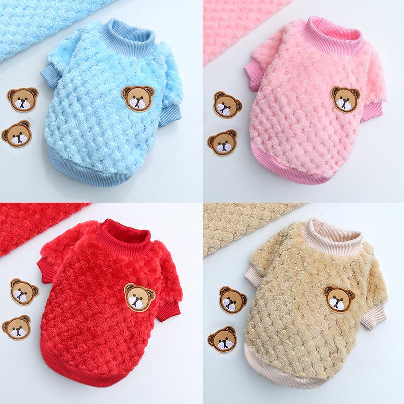 Autumn and winter new models, large and small dog clothes, pet products, fleece jacket, French fighting cat, two-legged clothes, plaid