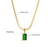 Temperament Luxury Geometric Square Green Zircon Pendant Gold Color Stainless Steel Snake-bone Chain Necklace for Women Jewelry