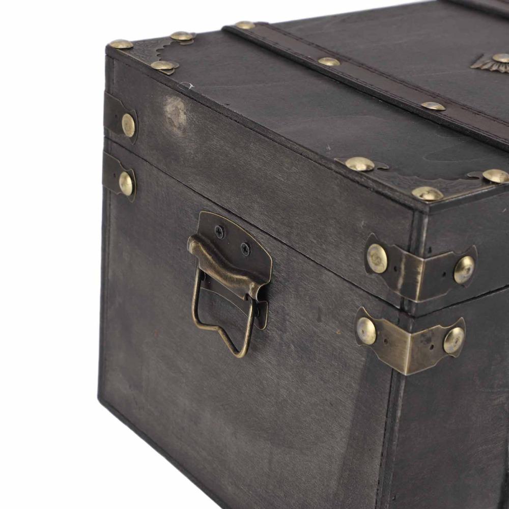 Large Decorative Treasure Chest Grey Wooden Jewelry Box Wooden Storage Box Home Bedroom Decor