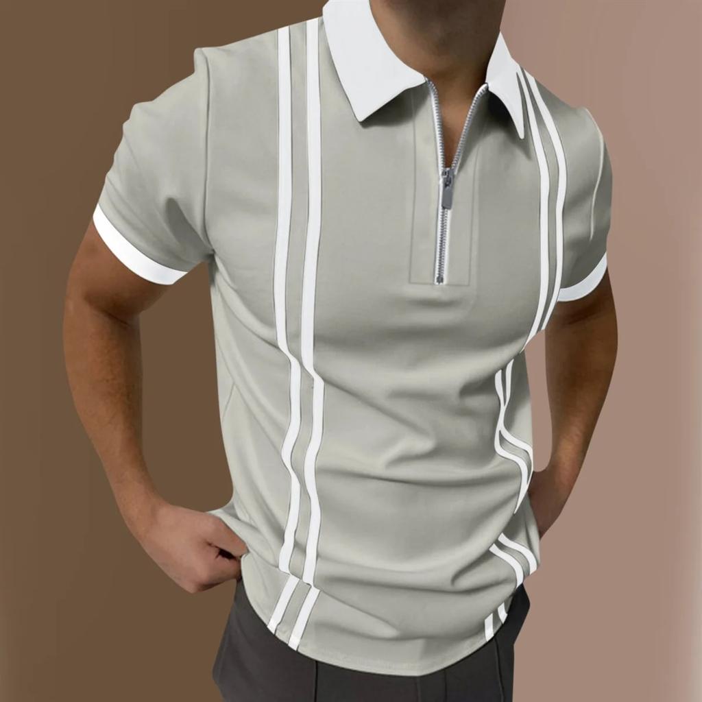 Zipper Design Men's Fashionable Polo Shirt Color 3D Digital Printing Summer Comfortable Outdoor WearPopular Quick Dry