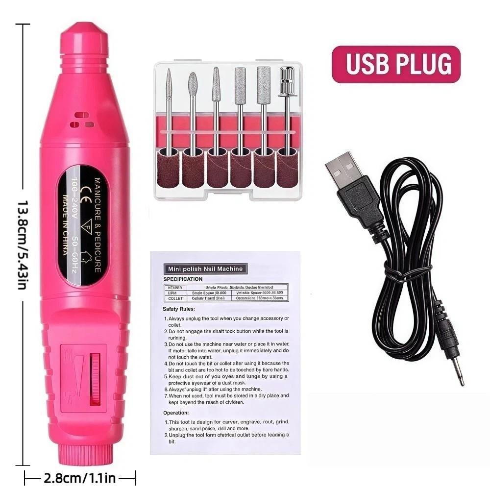 20000 RPM Electric Nail File USB Powered Nail Grinder Electric Nail Polishing Grinder Nail Tools