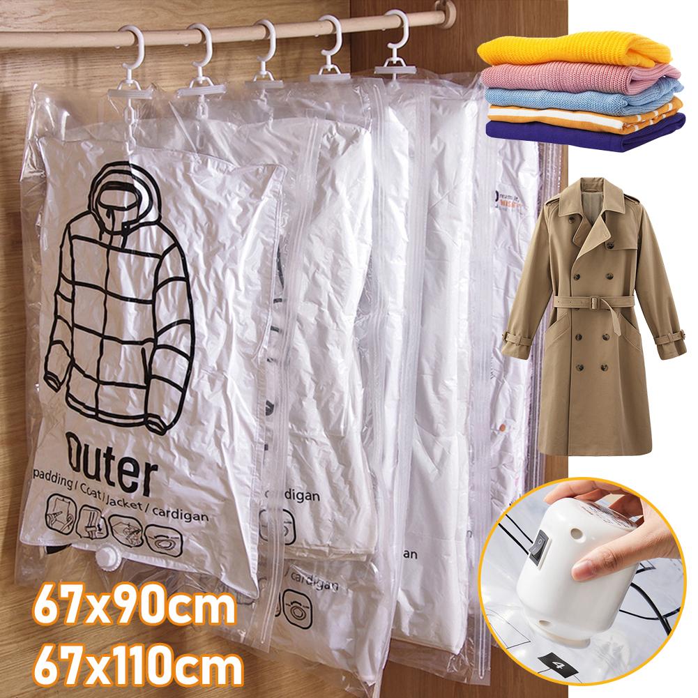 Hanging Vacuum Storage Bags Vacuum Seal Bag Space Saving Bags Hanging Storage Bags for Clothes,Suits, Dress, Jacket Storage