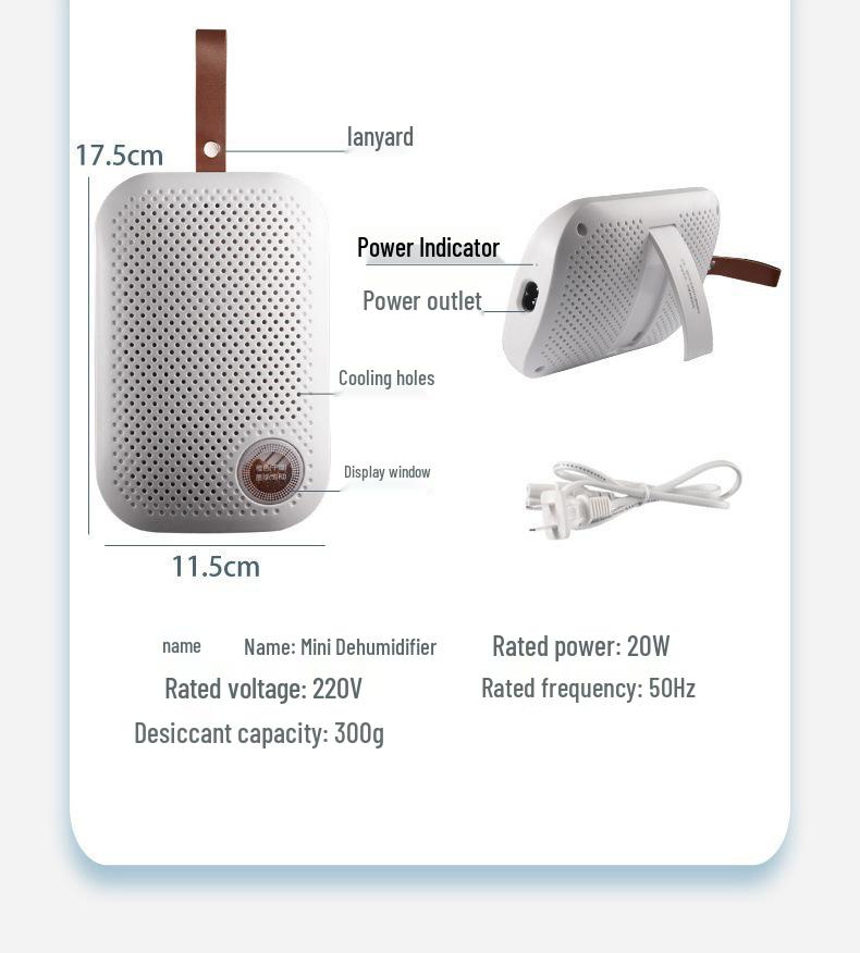 Portable Dehumidifier for Car, Bathroom, Bedroom, Wardrobe, and Shoe Cabinet