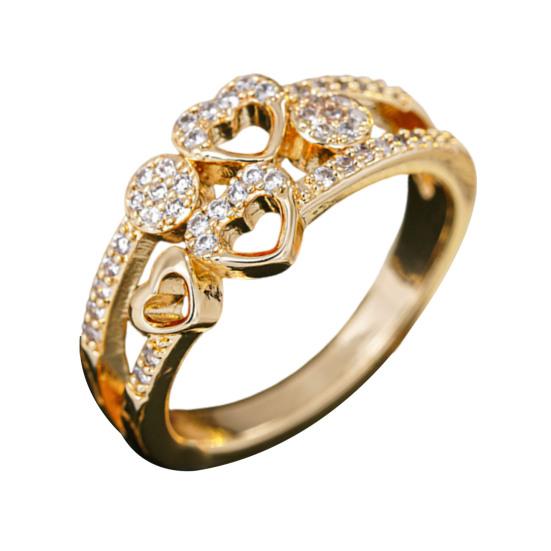 Yousheng Hollow Love Heart Ring Women Rhinestone Statement Ring Sparkling Engagement Promise Ring Wedding Band Valentine's Day Gift for Her