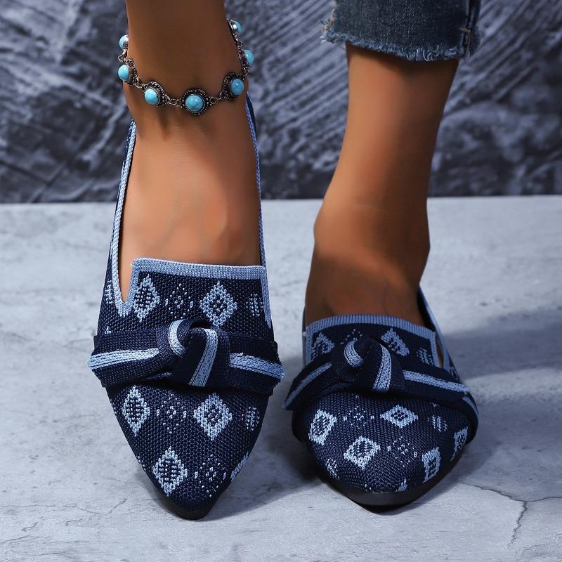 Large size lightweight pointed Doudou women's shoes spring and autumn new bow comfortable versatile non-slip women's shoes