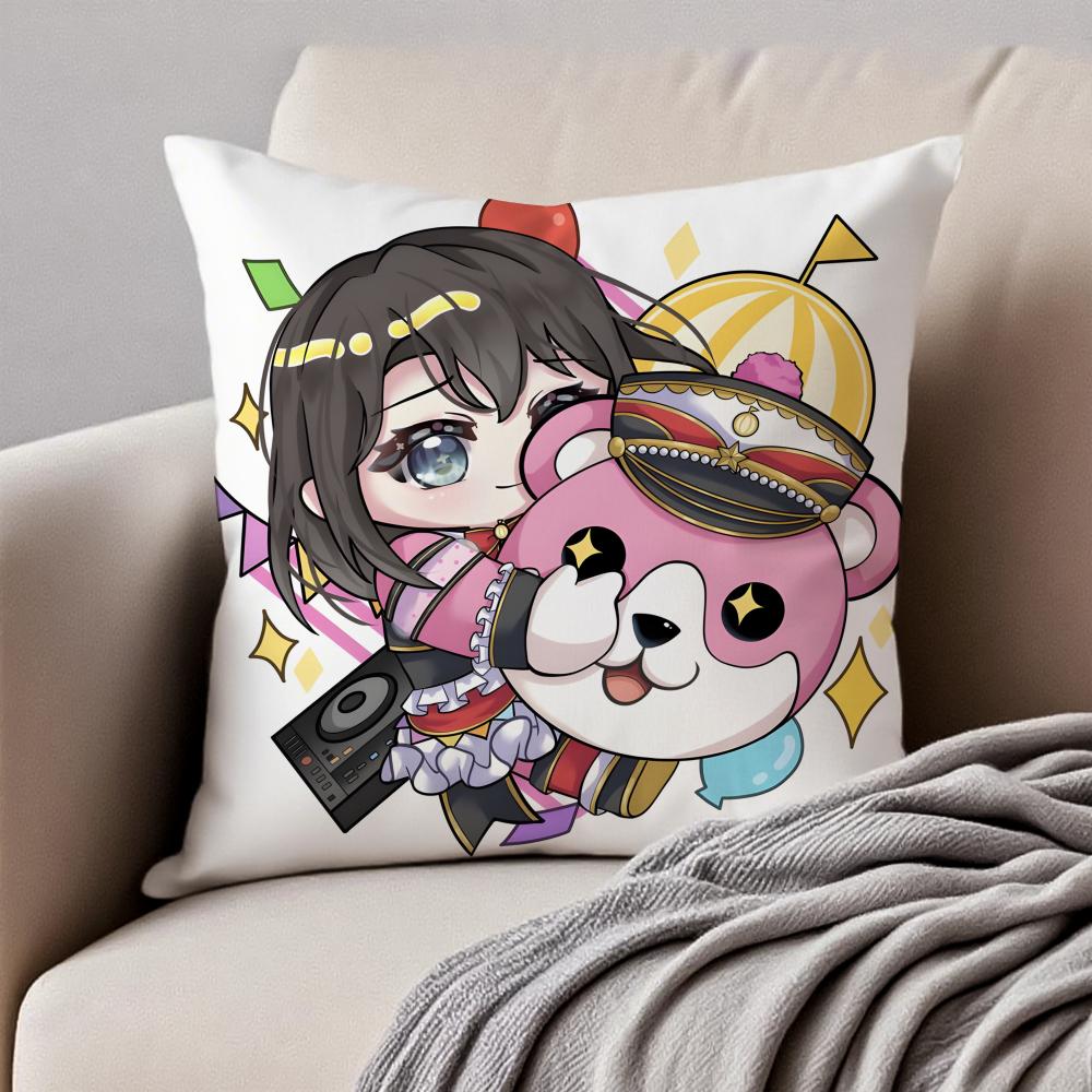 Lovely Anime BBanG Dream Its MyGO Cushion Cover Pillowcase Antidustmite Invisible Zipper Short Plush Sofa Cushion
