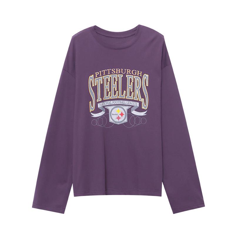 Sinan Blogger Retro Letter Print Slim Langarm T-Shirt (SN6446)