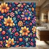 Vibrant Floral Pattern Polyester Shower Curtain - Stylish Bath Decor, Fashionable Bathroom Partition for Home & Hotel