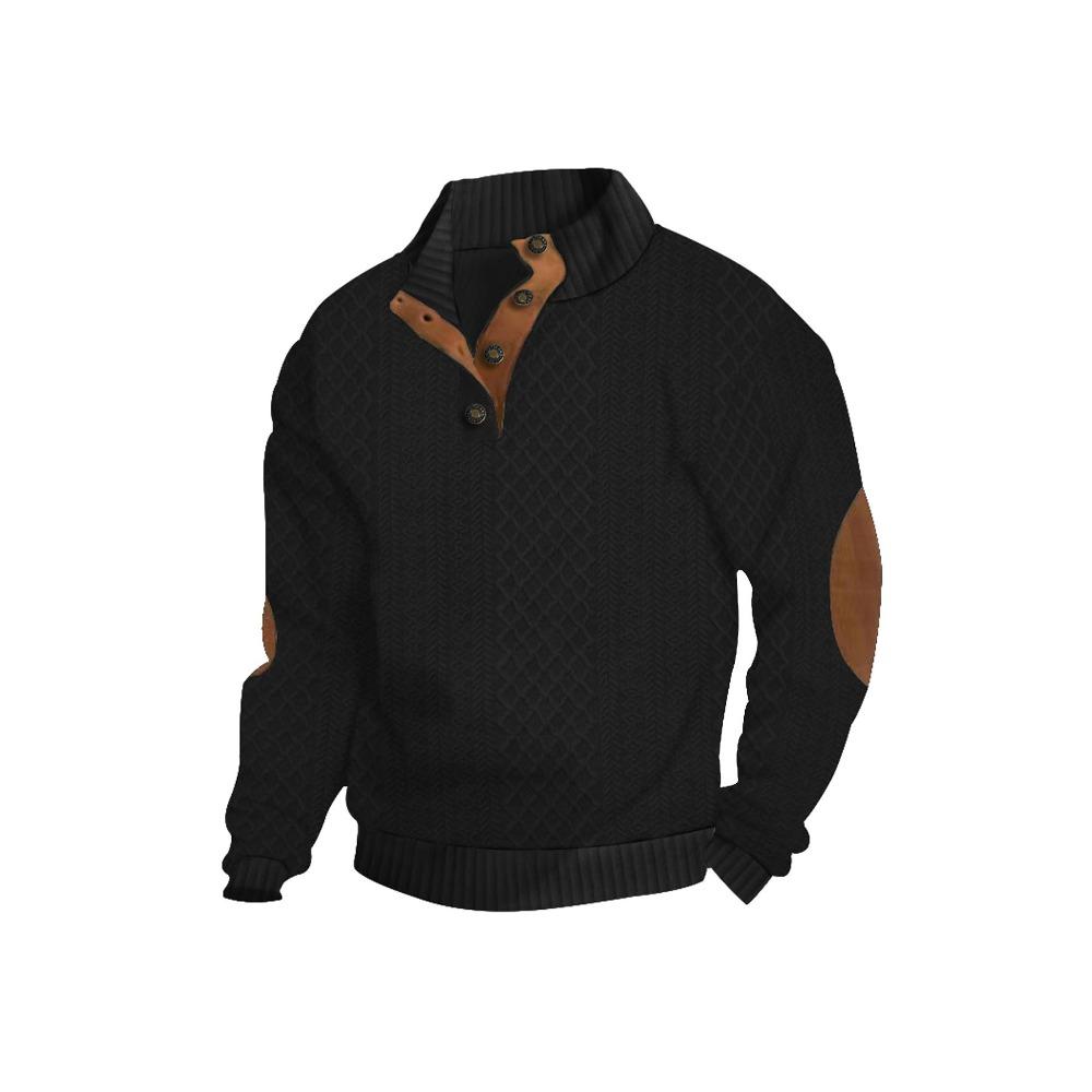 Men's Jacquard Sweatshirt Spring/Autumn Casual Outdoor Single-Breasted Stand Collar Knitwear