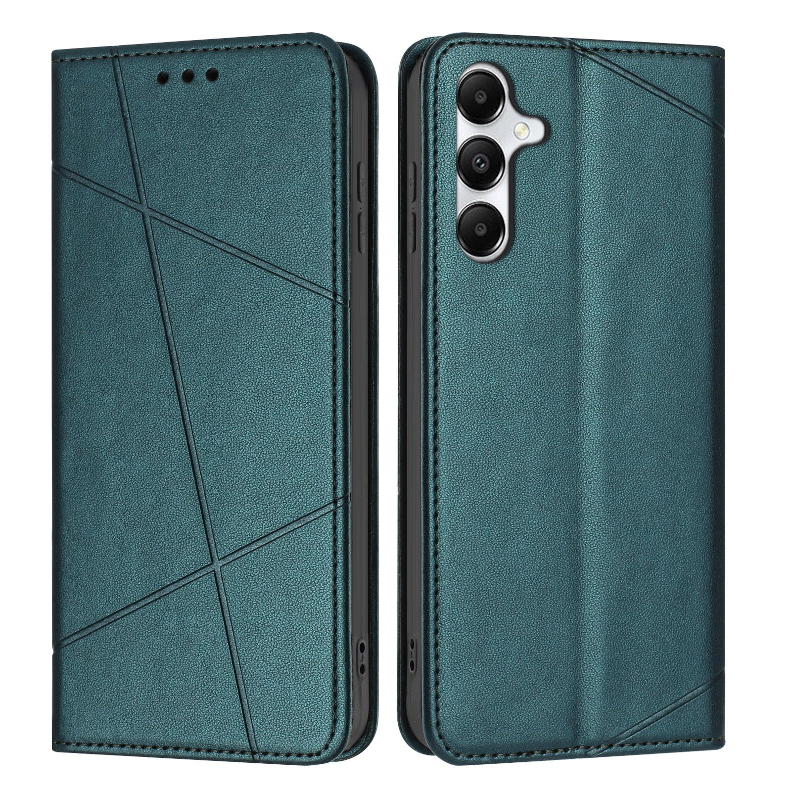 

For Samsung Galaxy A37 5G Wallet Case Line Imprinted Leather Stand Phone Cover with Wrist Strap