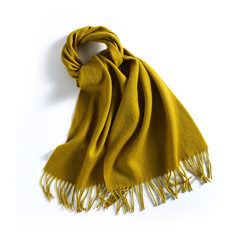Winter Solid Color Wool Scarf for Women New Versatile Tassel Fashion Warm Neck Scarf Comfortable Real Wool Scarf