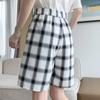 FGHJ New Spring Summer Plaid Wide Leg Shorts for Women 2021 Casual Chic High Waist Loose High Street Style Female Suits Shorts New