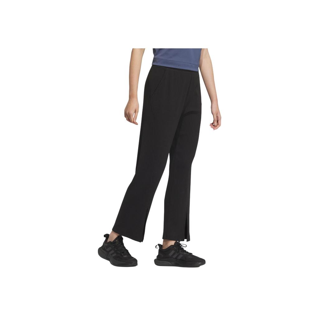 Adidas Lounge Wide Leg Knit Joggers Women Bottoms Black JJ3604