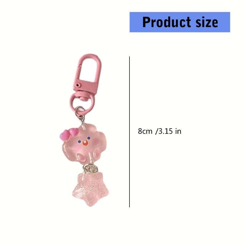 Packung mit 5 niedlichen Cartoon-Wolken- und Stern-Schlüsselanhänger-Zubehörsets für Mädchen und Kinder Schmuckdekoration Schlüsselring