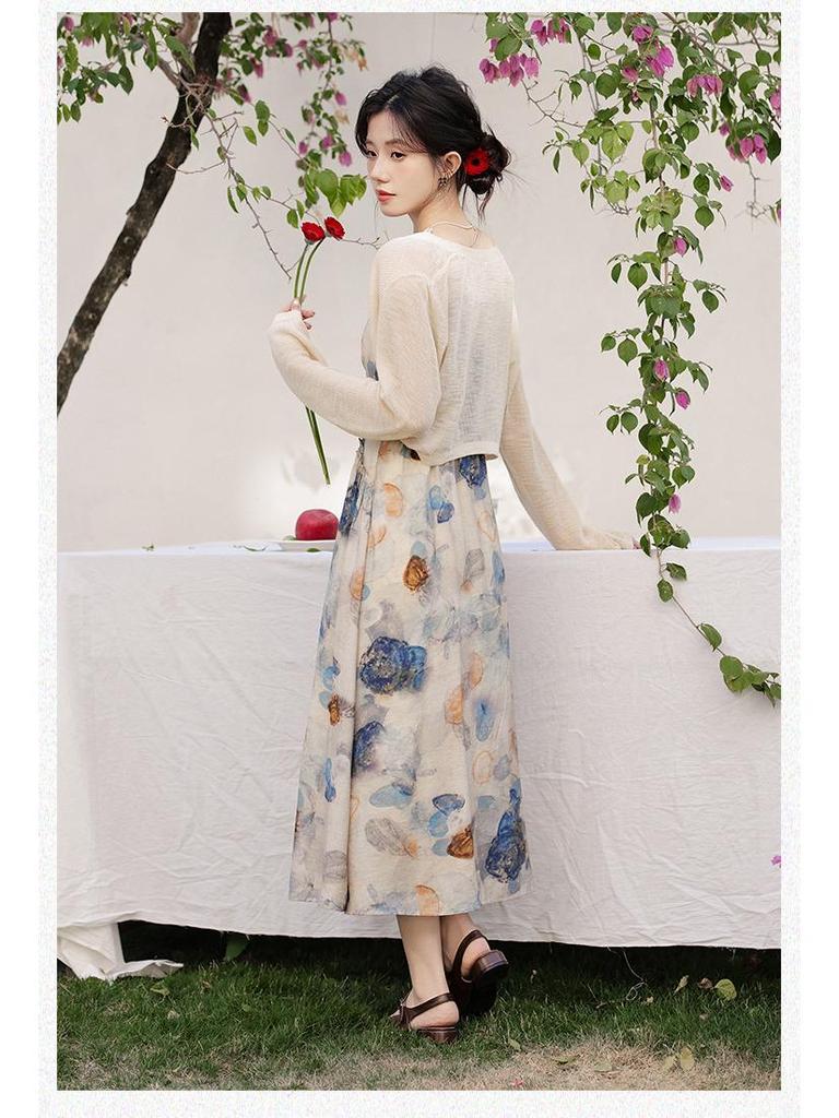 Damen Neues Sommer Blumen Kordelzug Camisole Kleid