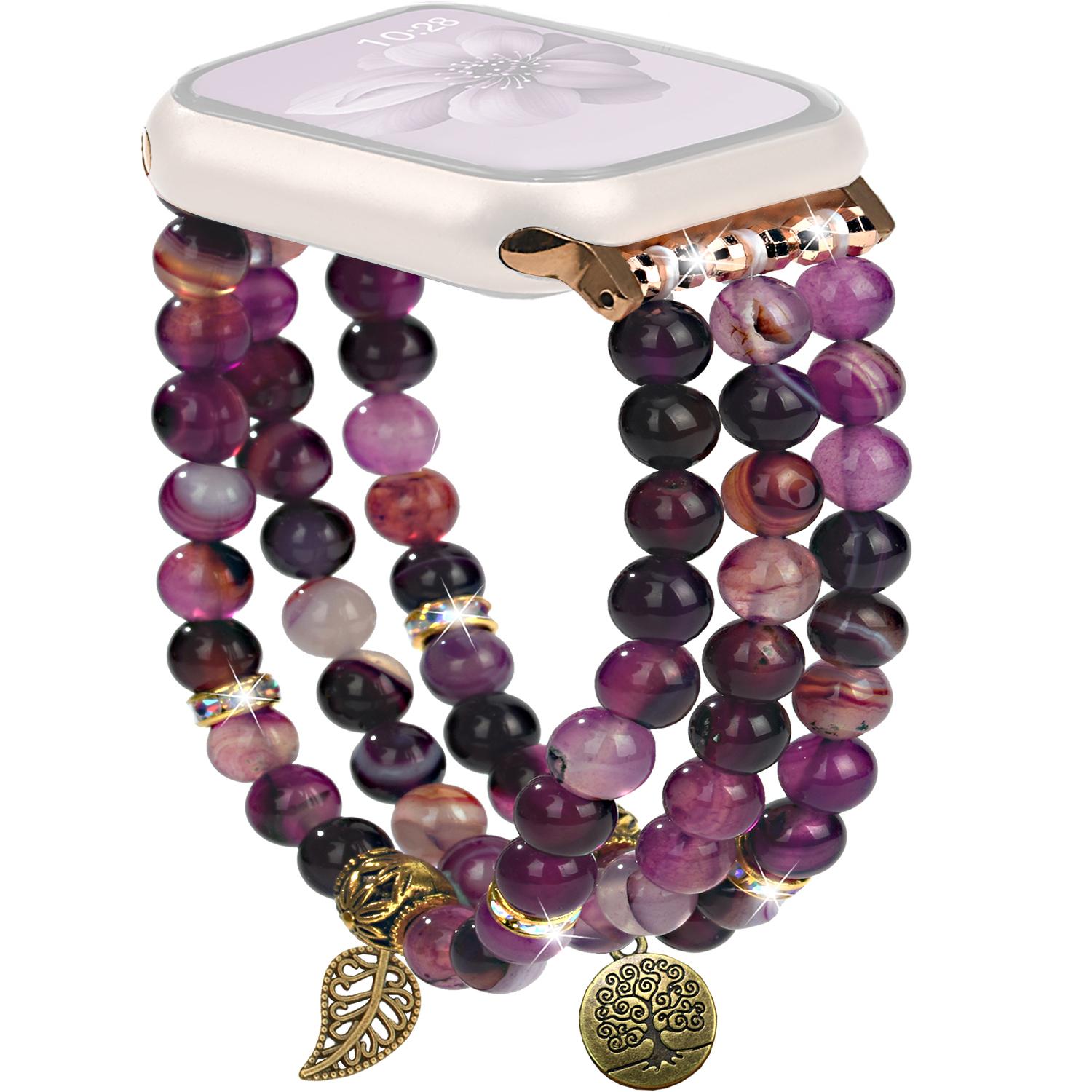 

Watch Strap for Apple Watch Series 10 Ultra 9 8 7 SE 6 5 4 3 2 1 46mm 49mm 45mm 44mm 42mm Beaded Bracelet Wrist Band Purple