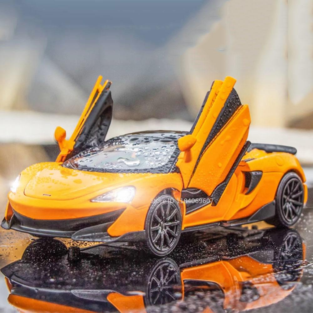 ABBF1 1:32 McLaren 600LT Toy Models Alloy Diecast Cars Sound And Light 3 Doors Opened Pull Back Function Toy Vehicles For Kids' Gifts
