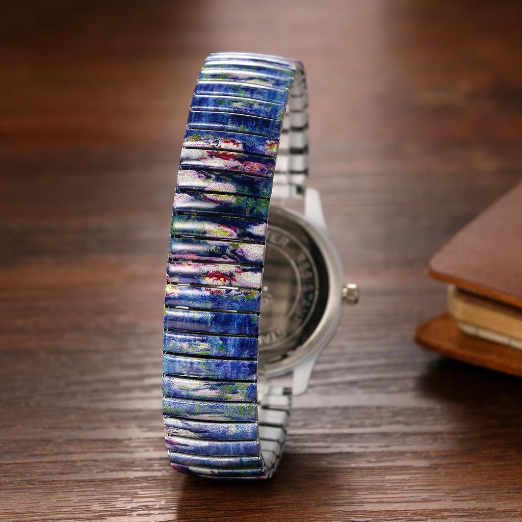 Uhr mit flexiblem Edelstahl, stilvoll, analog, Einheitsgröße, Quarz, Berühmtes Gemälde, Modeaccessoire, Perfektes Geschenk für den Tag, Damenarmband, Stahl,