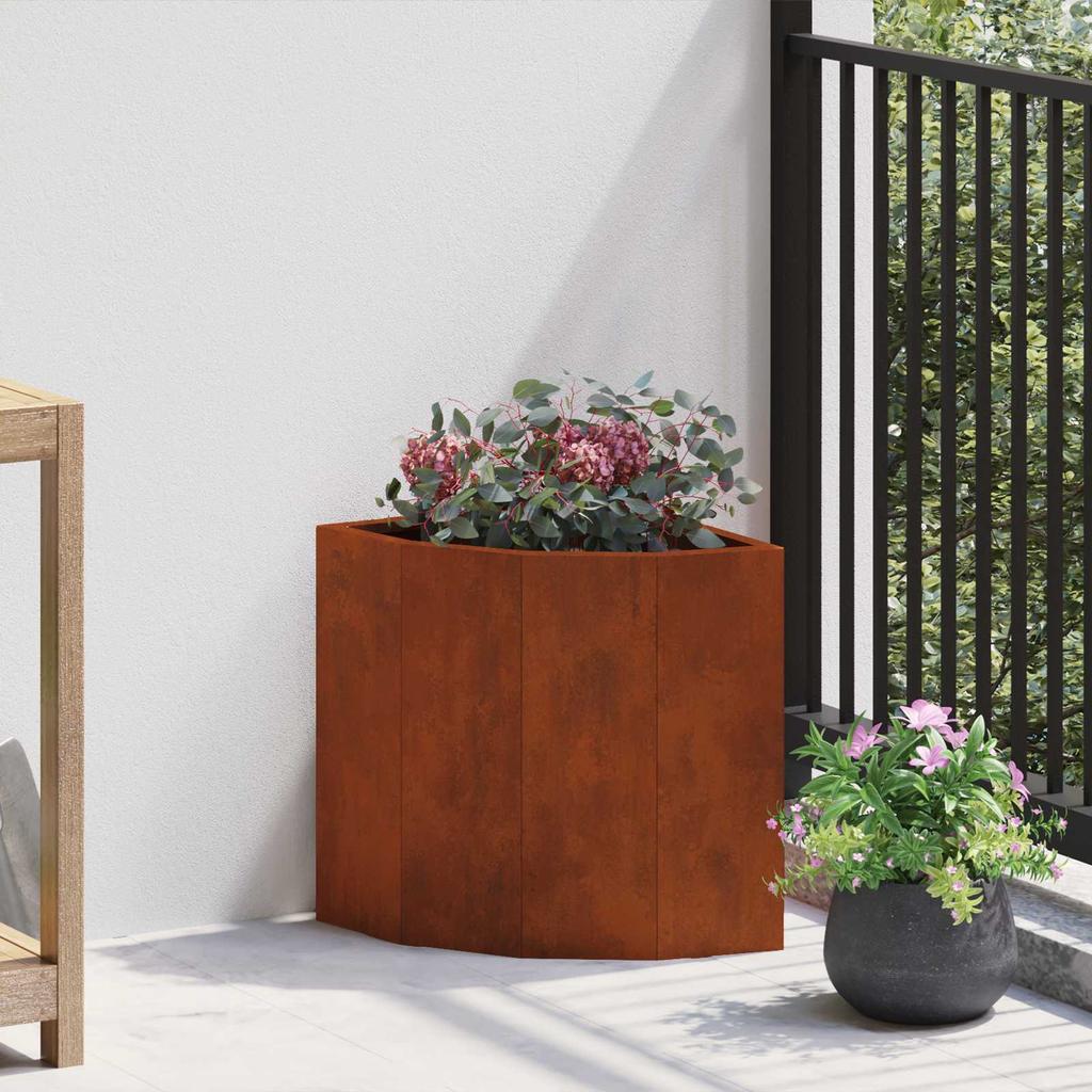 Rustic Corner Planter 30 X 30 X 35 Cm Weatherproof Steel