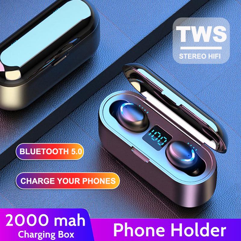 

TWS Bluetooth гарнитура 8D Окружающие стерео водонепроницаемые наушники Мини беспроводные наушники со светодиодным дисплеем 2000mAh Зарядка Дело