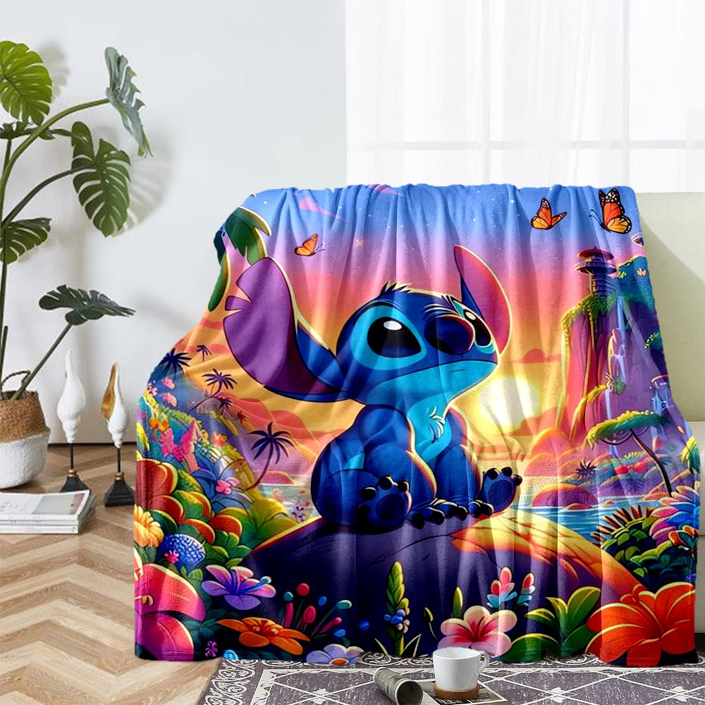 Stitch Theme Printed Blanket - Perfect for Couch, Bed, Travel & Outdoor Use | Machine Washable, Cozy & Durable.