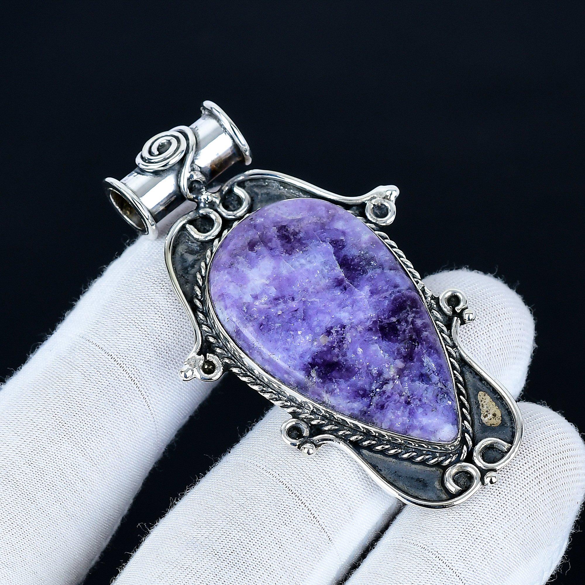 

Lepidolite Pendant, 925 Sterling Silver Handmade Jewelry, Lepidolite Silver Pendant, Party Wear Jewelry For Women s, Pendant New Year Gift 7.5 Cm