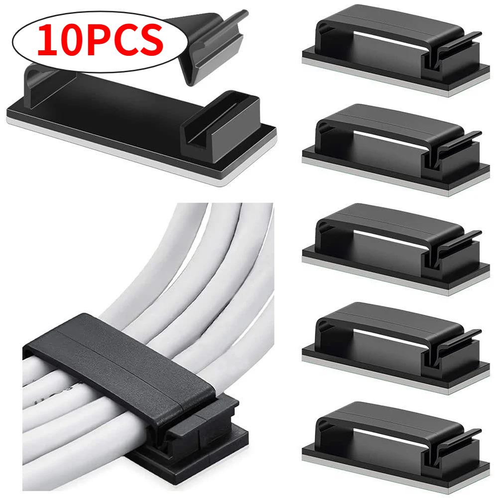 Adhesive Cable Clip, Self-Adhesive Wire Fixing Buckle with 3M Tape, PA66 Nylon Clip for Home Office Electrical Wiring