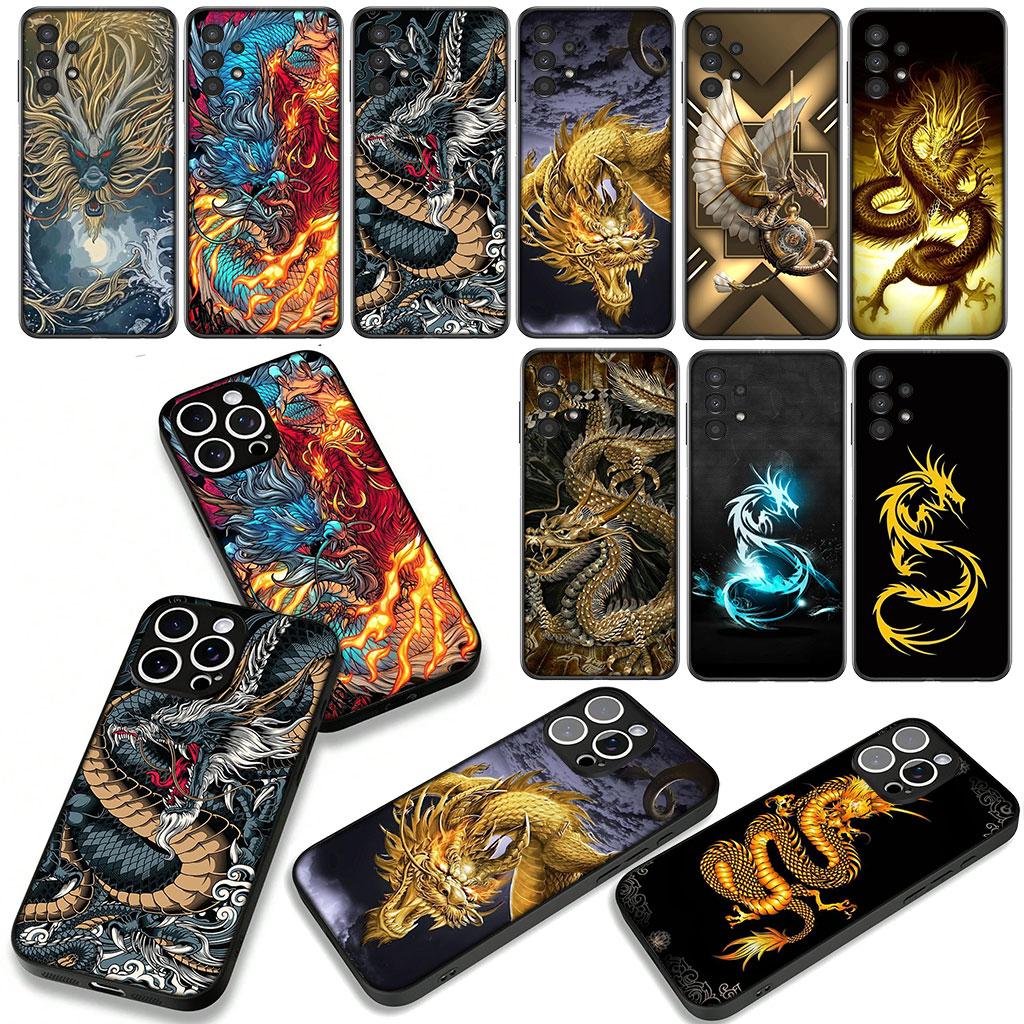 for Motorola Moto G54 G05 G24 G55 G75 G85 G15 G57 G86 Power Edge 50 30 Ultra Fusion neo Pro Case Golden Black Dragon Wallpaper