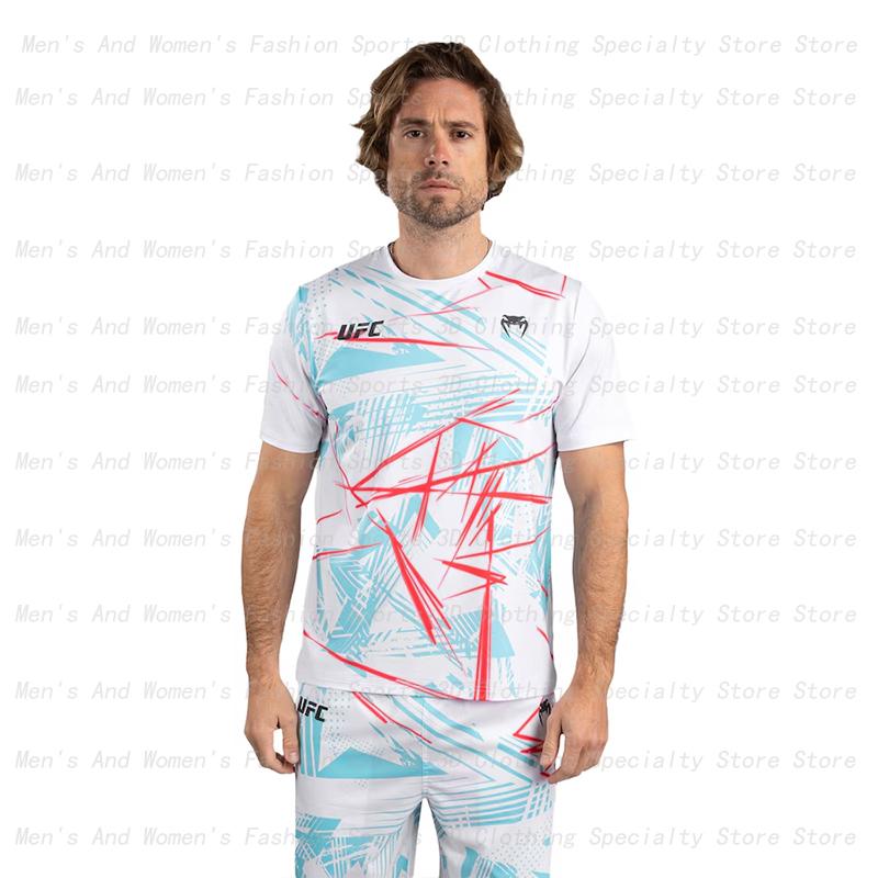 UFC World Boxing T-shirt Fighting Wrestling Match Top 3D Quick Drying Boxing Suit Men's and Women's Extreme Sports Short Sleeves