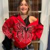Y2k Emo Women Streetwear Mikina s kapucí Spider Web Červené Mikiny na zip Grunge Oversized mikina Gotická Harajuku Alt Bundy Oblečení
