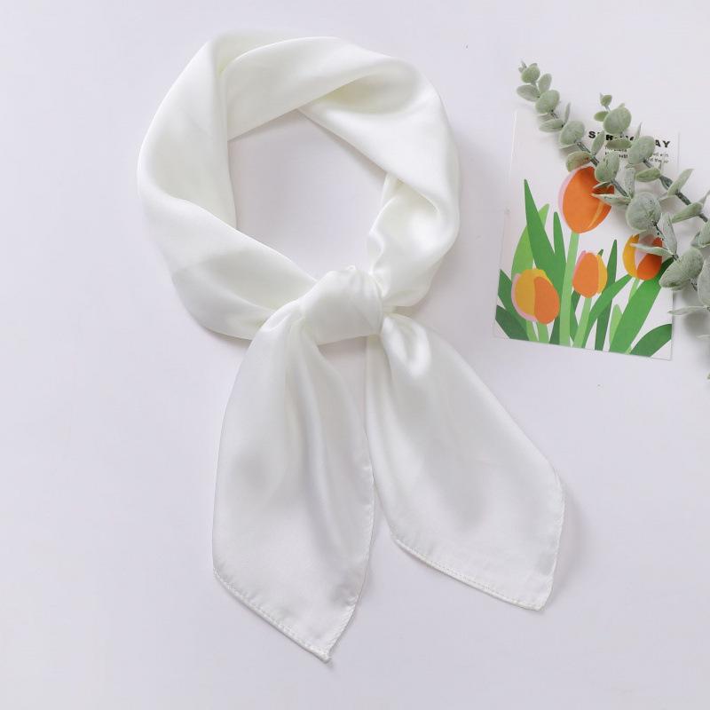 Dopamine Color Silk Scarf: Women's Solid Small Square Neckerchief & Headband
